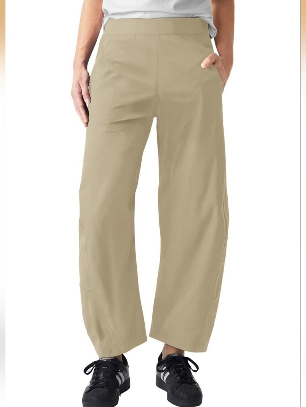 Casual Barrel Pants in Khaki